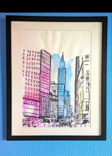 Original aquarell new york - aquarell, a3